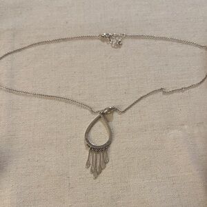 Sterling Silver Teardrop Fringe Pendant Necklace - Silver